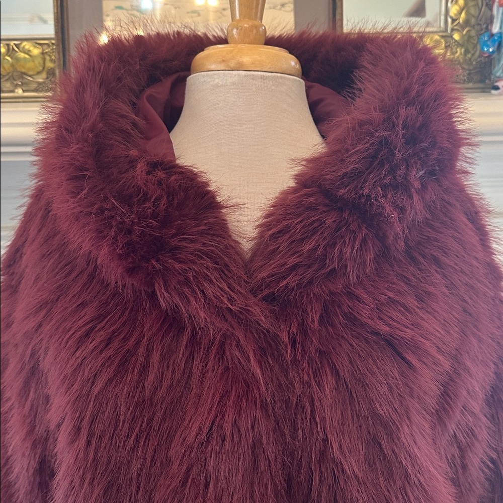 “Wild Fable” Women's Faux Fur Jacket - Burgundy - Picture 2 of 5